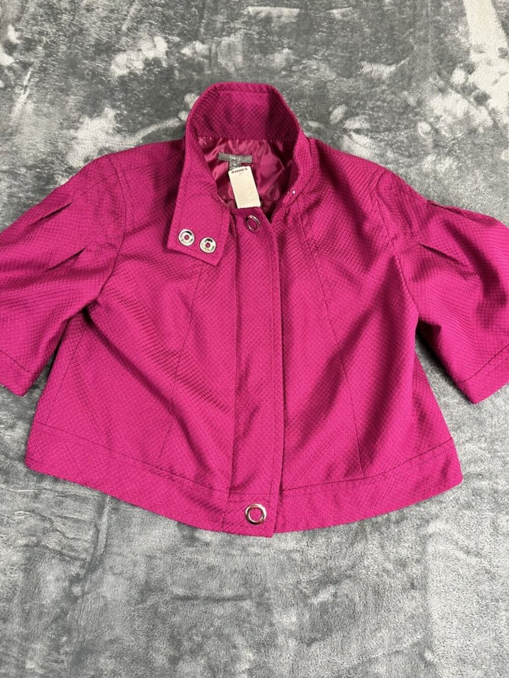 Apt. 9 Womens Magenta Short Sleeve Grommet Jacket Size M NWT